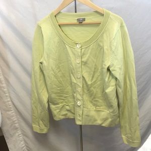 J.Jill Women’s M Stretch Light Olive Button Front Cardigan Sweater